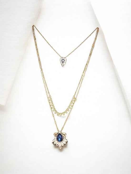 Chloe + Isabel Jewelry - Chloe + Isabel Gold Layered Necklace with Blue Teardrop Pendants